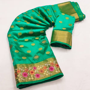 green-zari-woven-jacquard-saree-with-embroidery-border