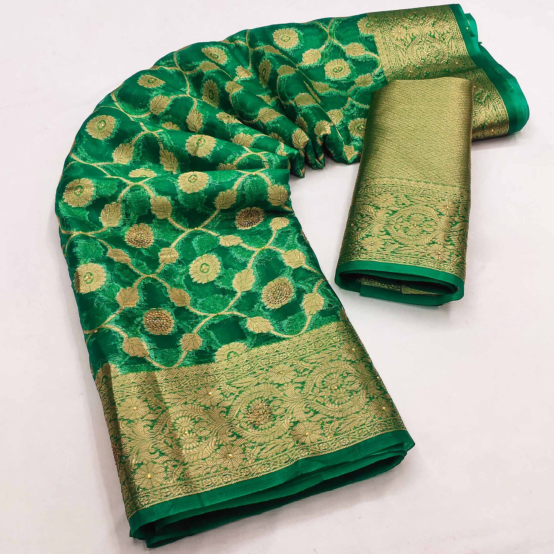 green-stone-work-woven-organza-jacquard-saree-1