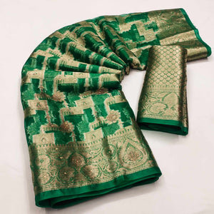 green-stone-work-woven-organza-jacquard-saree-3