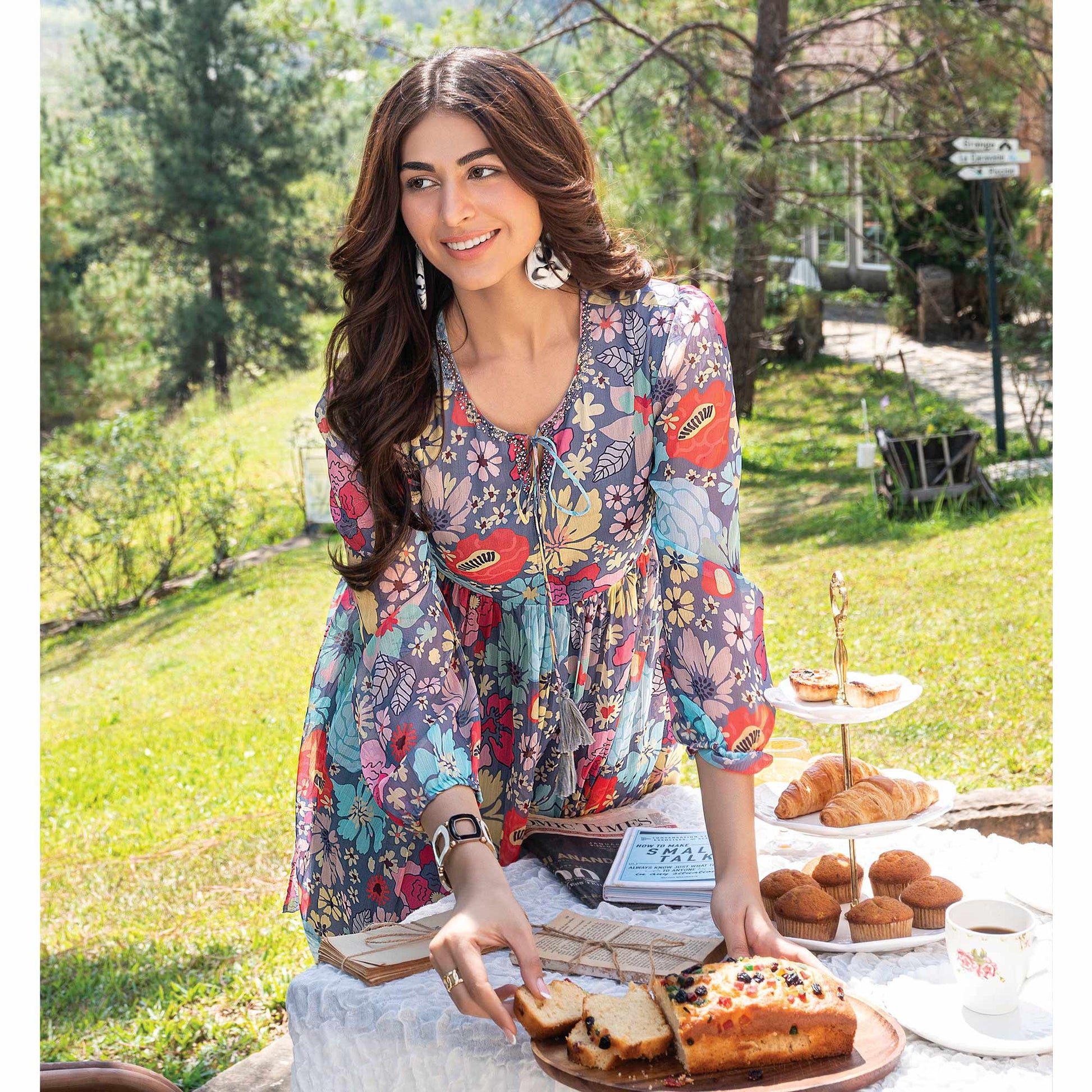 grey-floral-printed-chiffon-dress