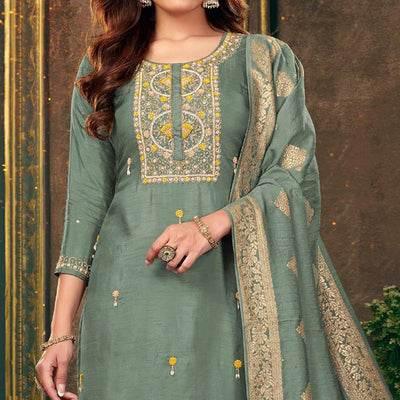 green-floral-embroidered-dola-silk-suit