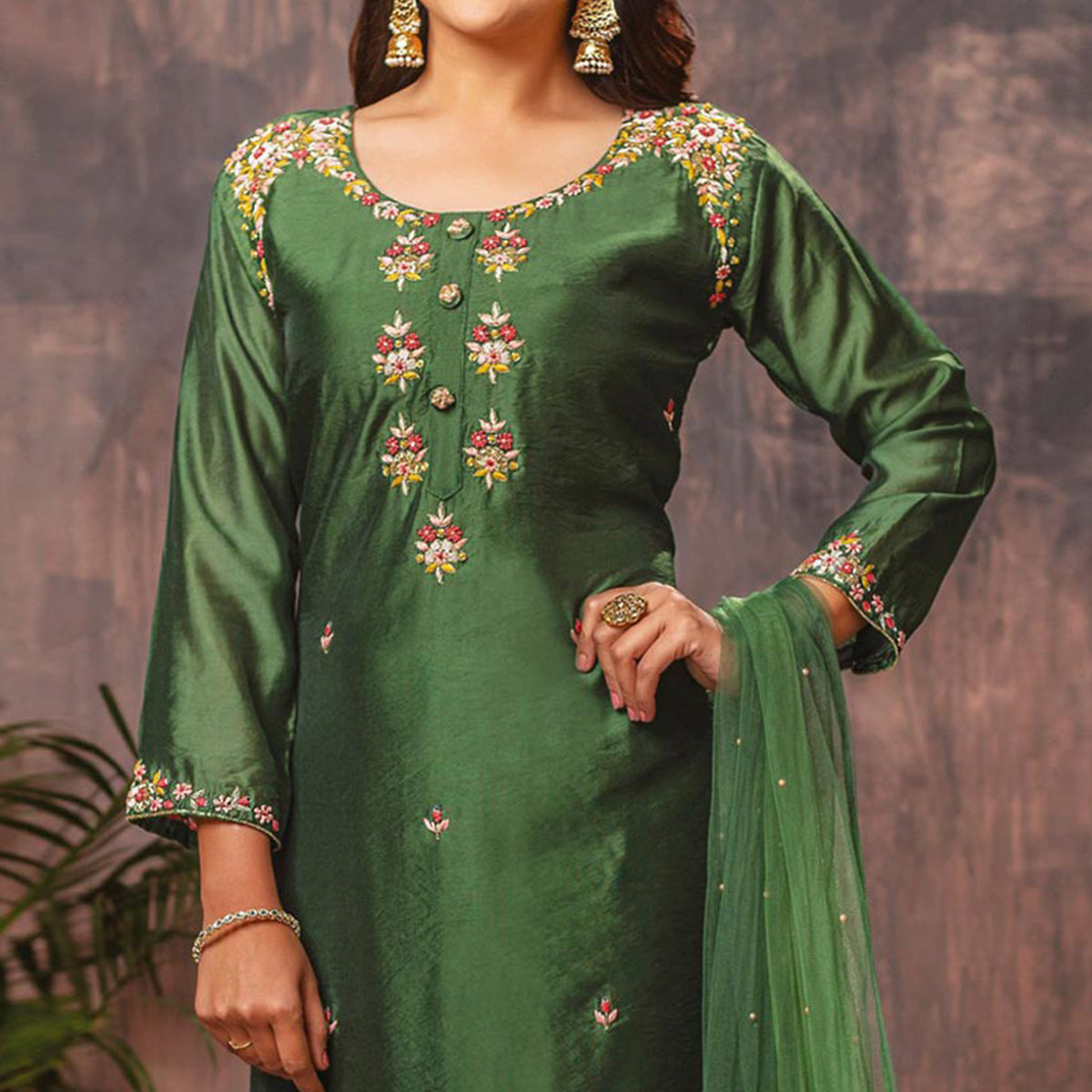 green-floral-embroidered-chanderi-suit