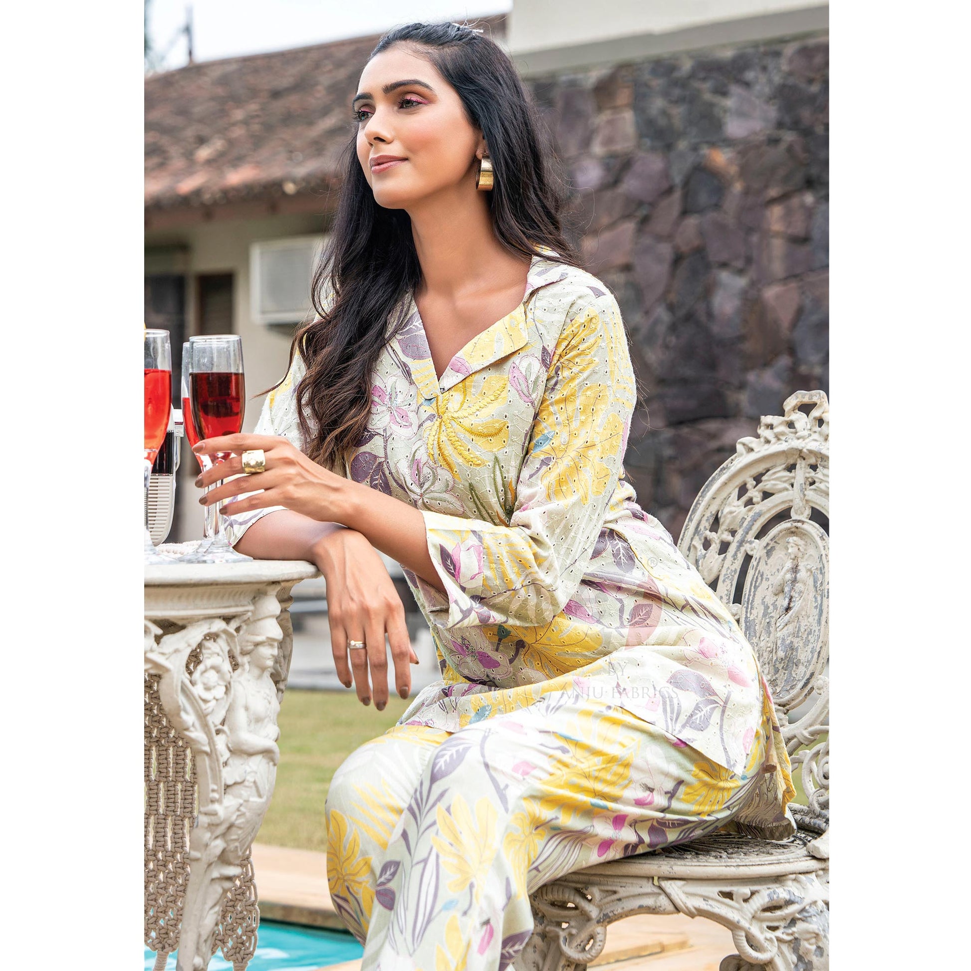 yellow-grey-floral-printed-pure-cotton-co-ord-set