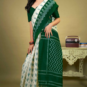 green-ikkat-printed-cotton-slub-saree