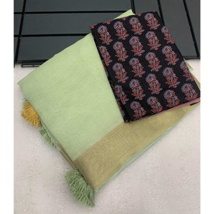 green-woven-solid-cotton-silk-saree-with-tassels