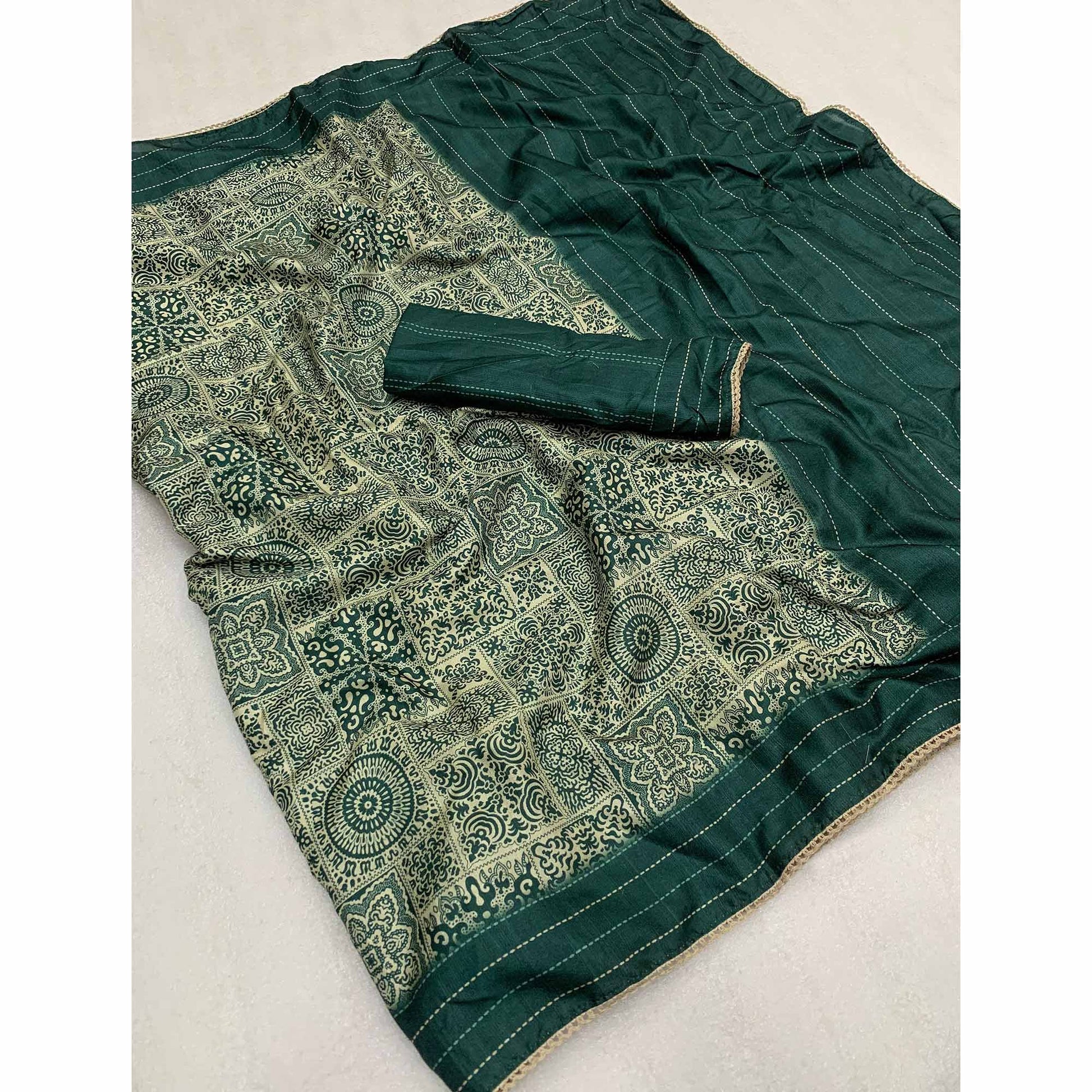 green-ajrakh-printed-tussar-silk-saree