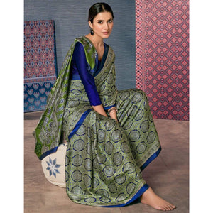 green-ajrakh-printed-satin-saree