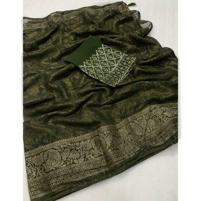green-floral-foil-printed-georgette-saree-with-tassels-2