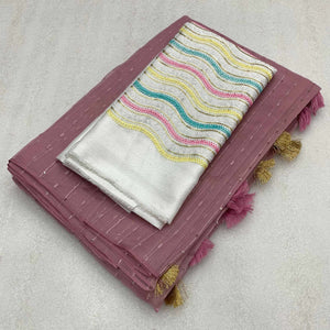 Mauve Sequins Embroidered Organza Saree