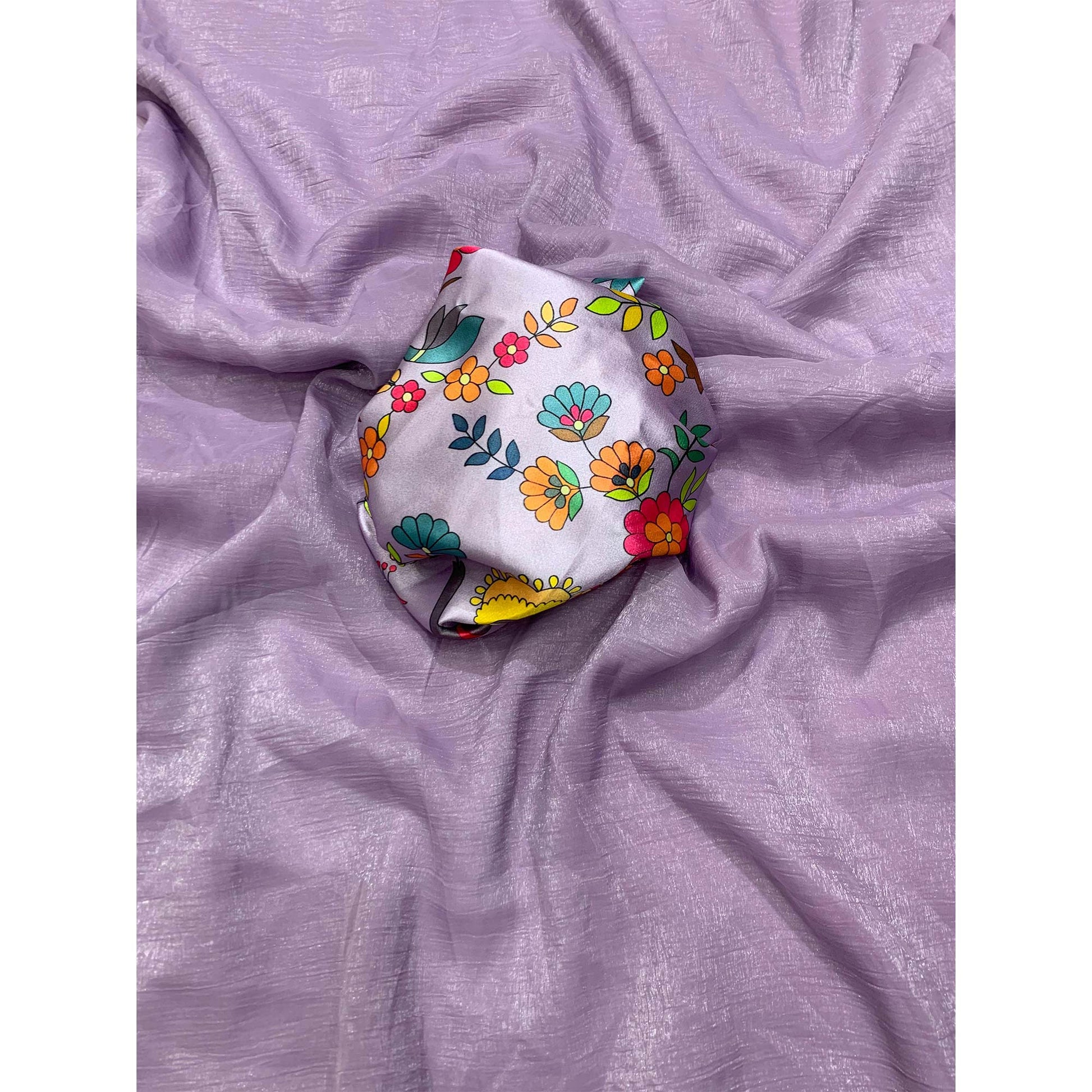 Lavender Solid Crepe Crush Saree