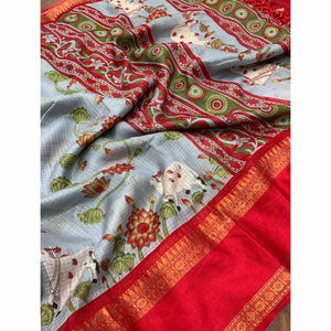 grey-floral-printed-kota-doria-saree