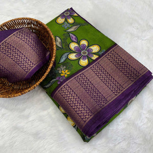 green-floral-printed-dola-silk-saree-with-jacquard-border