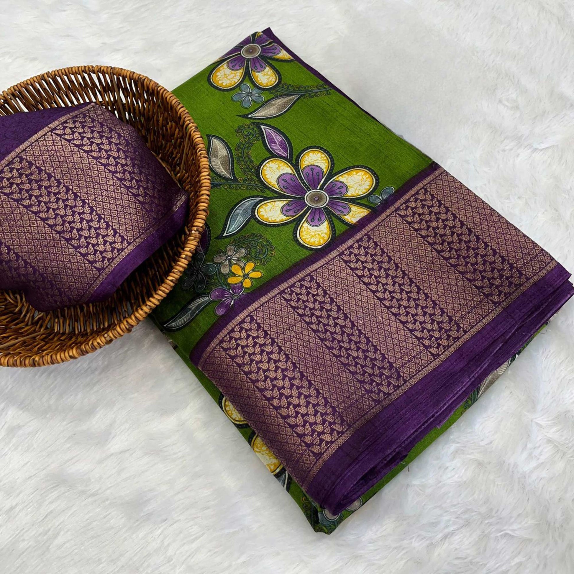 green-floral-printed-dola-silk-saree-with-jacquard-border