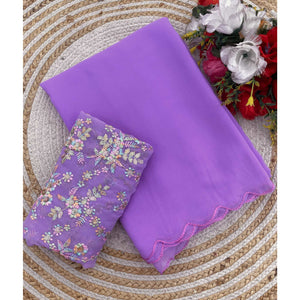 Lavender Solid Georgette Saree