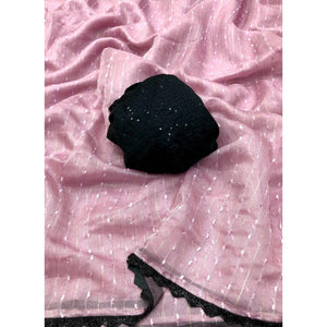 Dusty Pink Woven Organza Saree With Beads Work Border