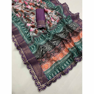 grey-floral-digital-printed-tussar-silk-saree-with-sequins-embroidered-border