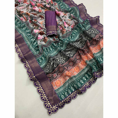 grey-floral-digital-printed-tussar-silk-saree-with-sequins-embroidered-border