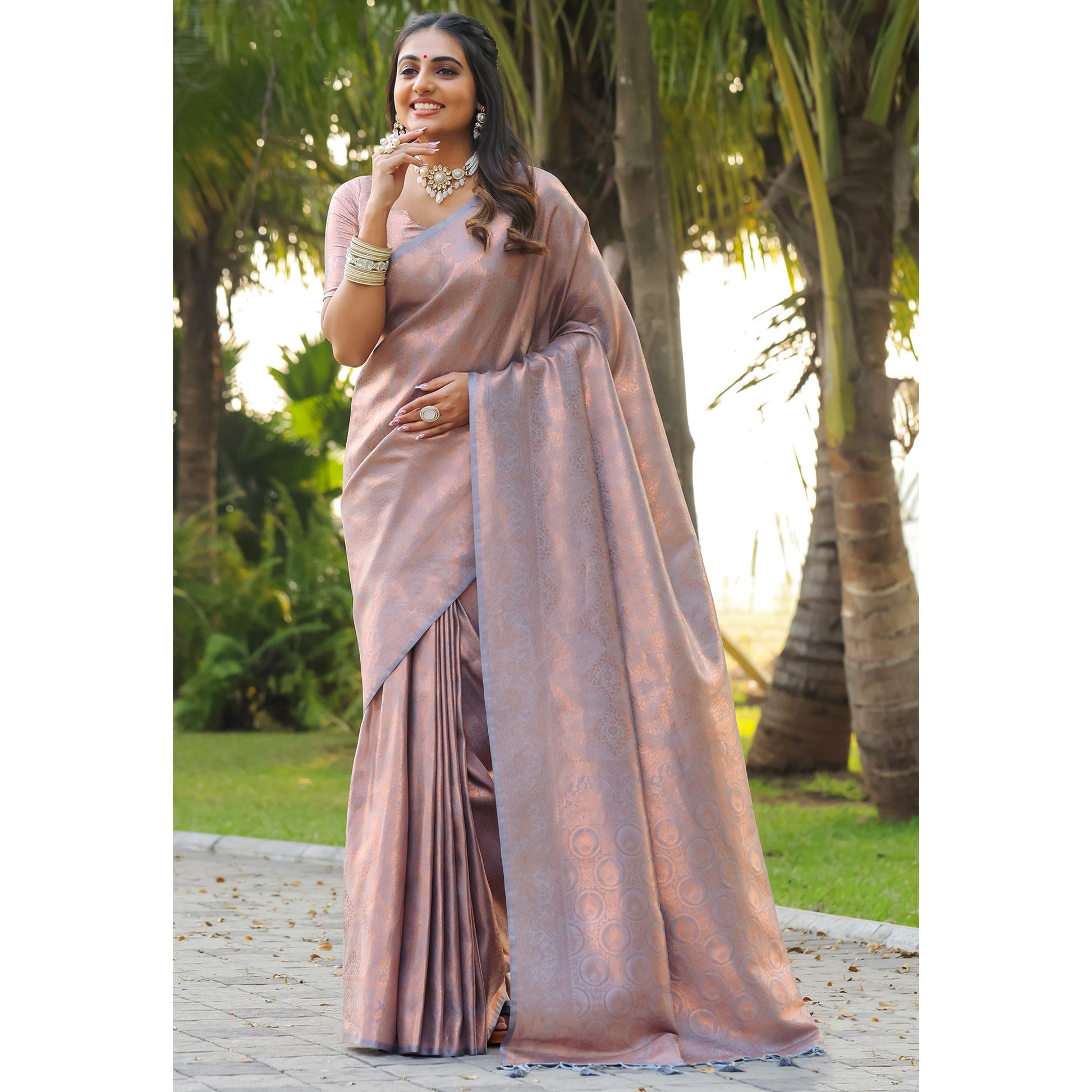 grey-floral-woven-mysore-silk-saree-with-tassels