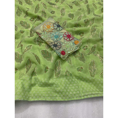 green-floral-foil-printed-georgette-saree-12
