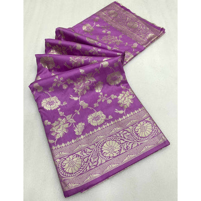 Lavender Zari Woven Dola Silk Saree