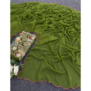 green-solid-georgette-saree-with-embroidered-border