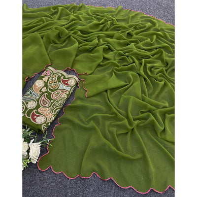 green-solid-georgette-saree-with-embroidered-border