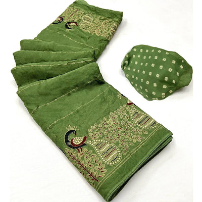green-floral-foil-printed-georgette-saree-5