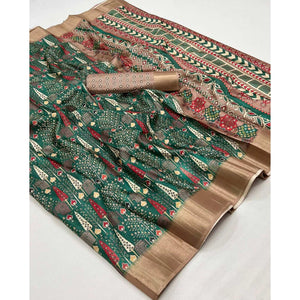 green-floral-digital-printed-tussar-silk-saree-3