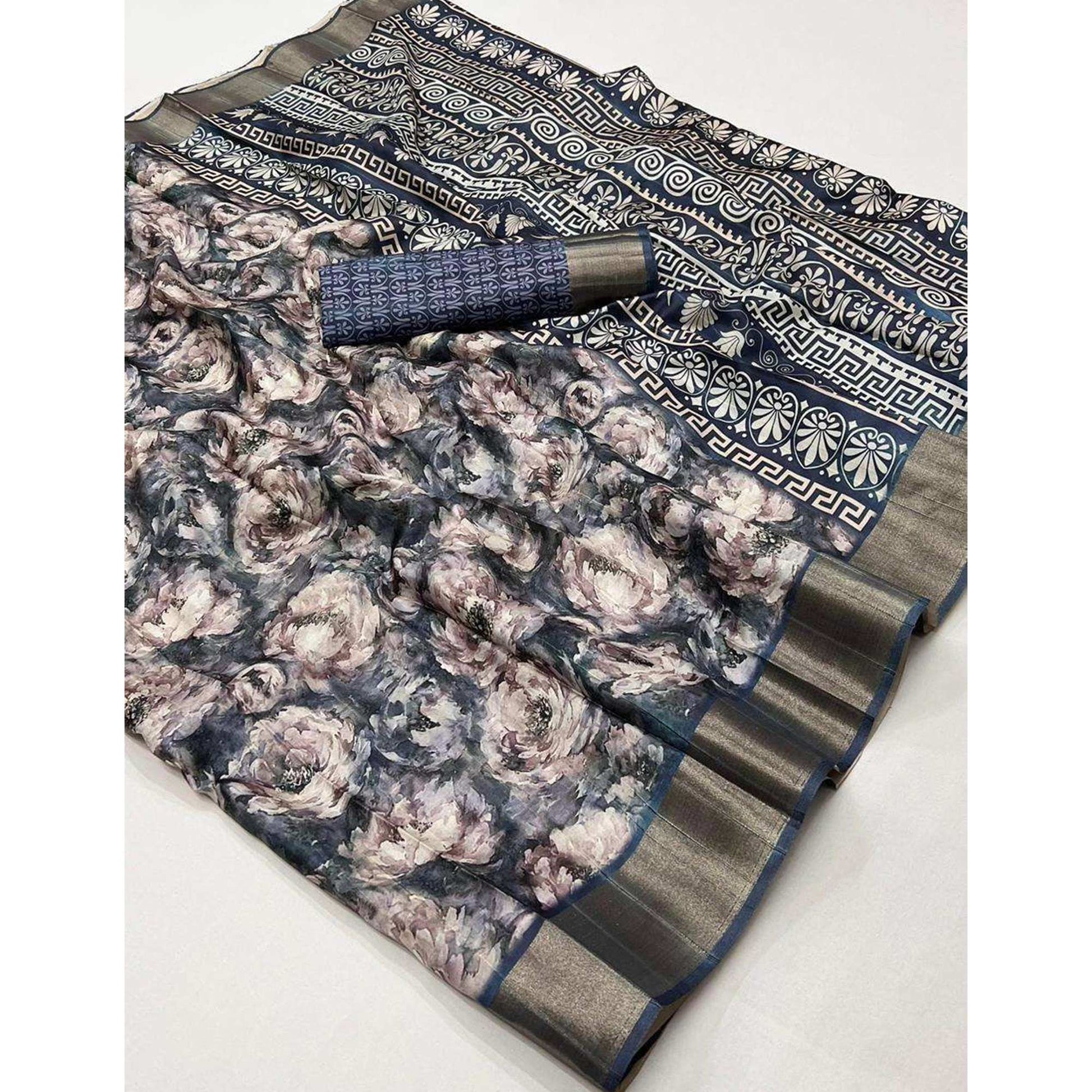 grey-floral-digital-printed-with-woven-border-tussar-silk-saree