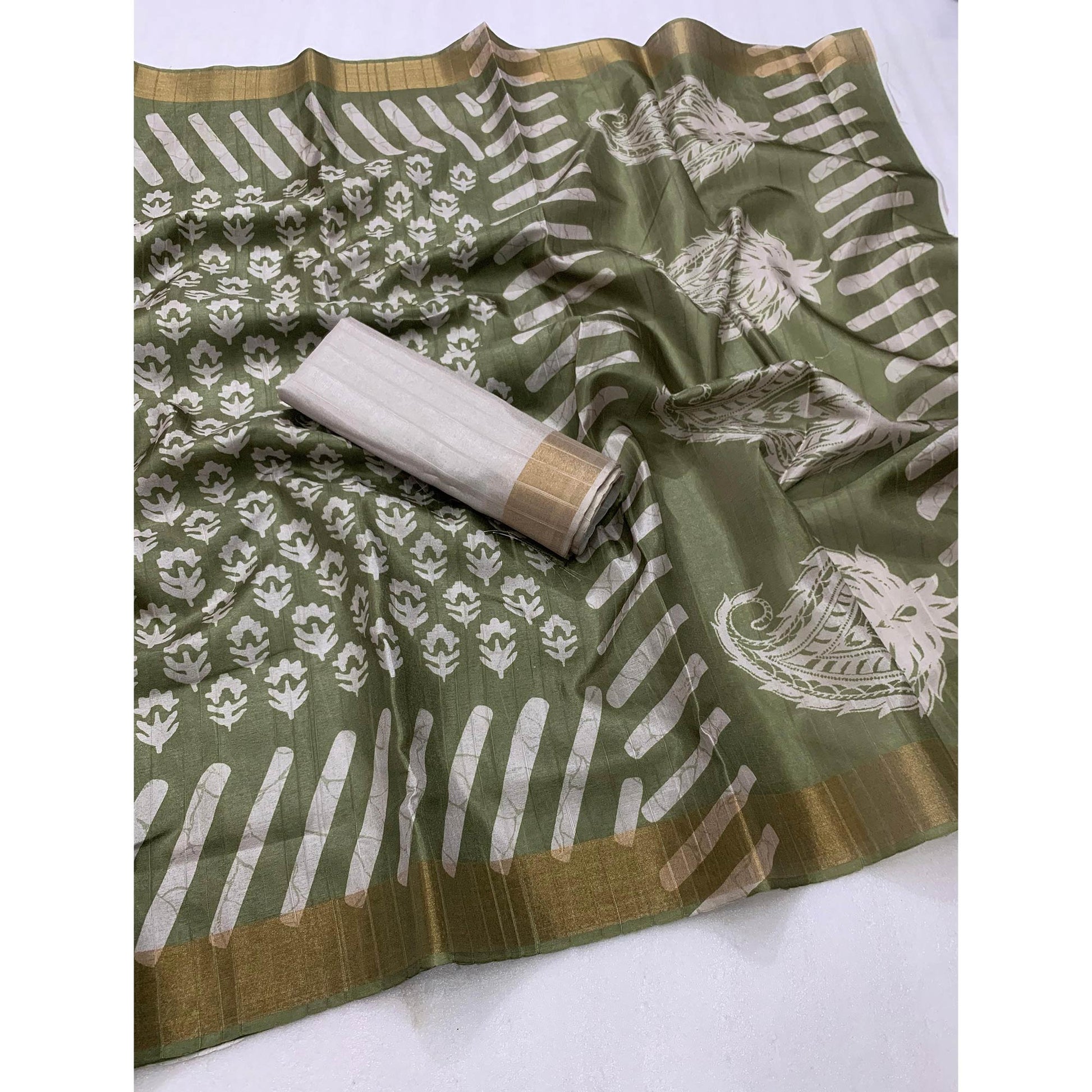green-floral-digital-printed-tussar-silk-saree-1
