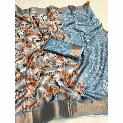 grey-digital-printed-tussar-silk-saree