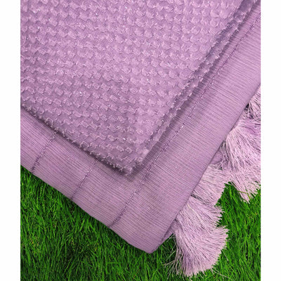 Lavender Woven Chiffon Saree with Tassels