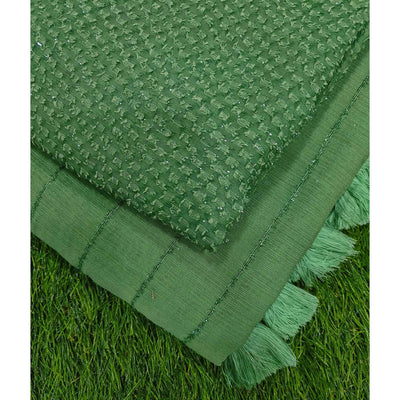 Light Green Woven Chiffon Saree with Tassels