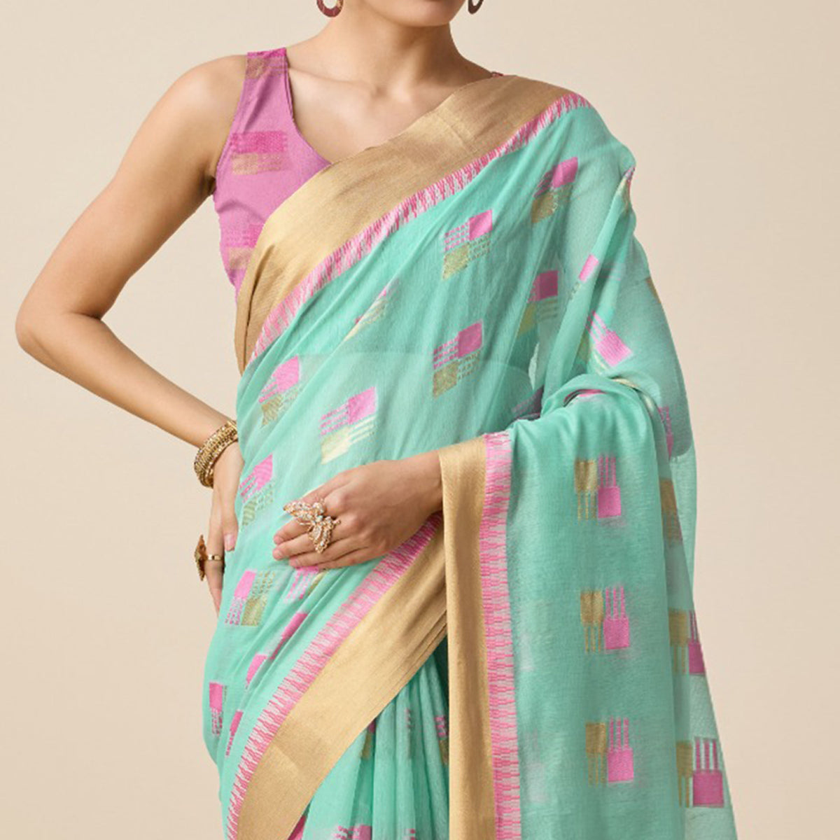 Blue Zari Woven Cotton Silk Saree