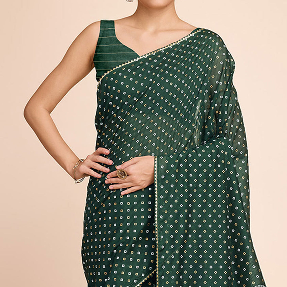 green-bandhani-printed-cotton-silk-saree