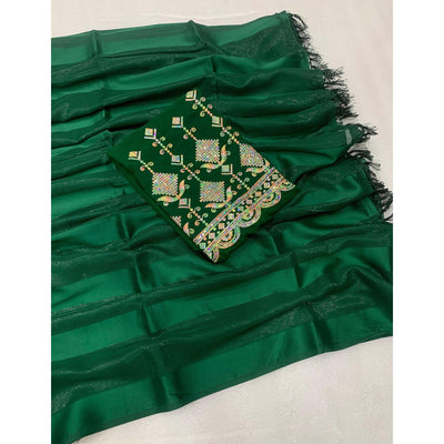 green-striped-woven-chiffon-silk-saree-with-tassels