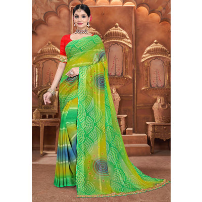 green-bandhani-printed-georgete-saree-with-zari-border