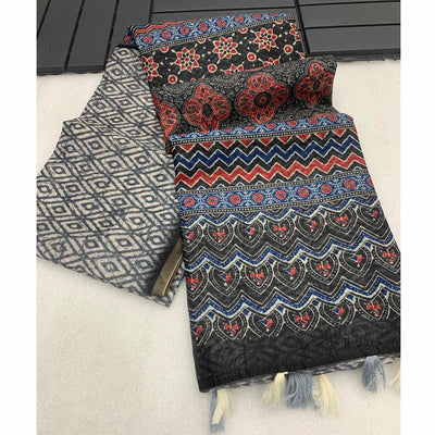 grey-ajrakh-printed-chanderi-saree-with-zari-border