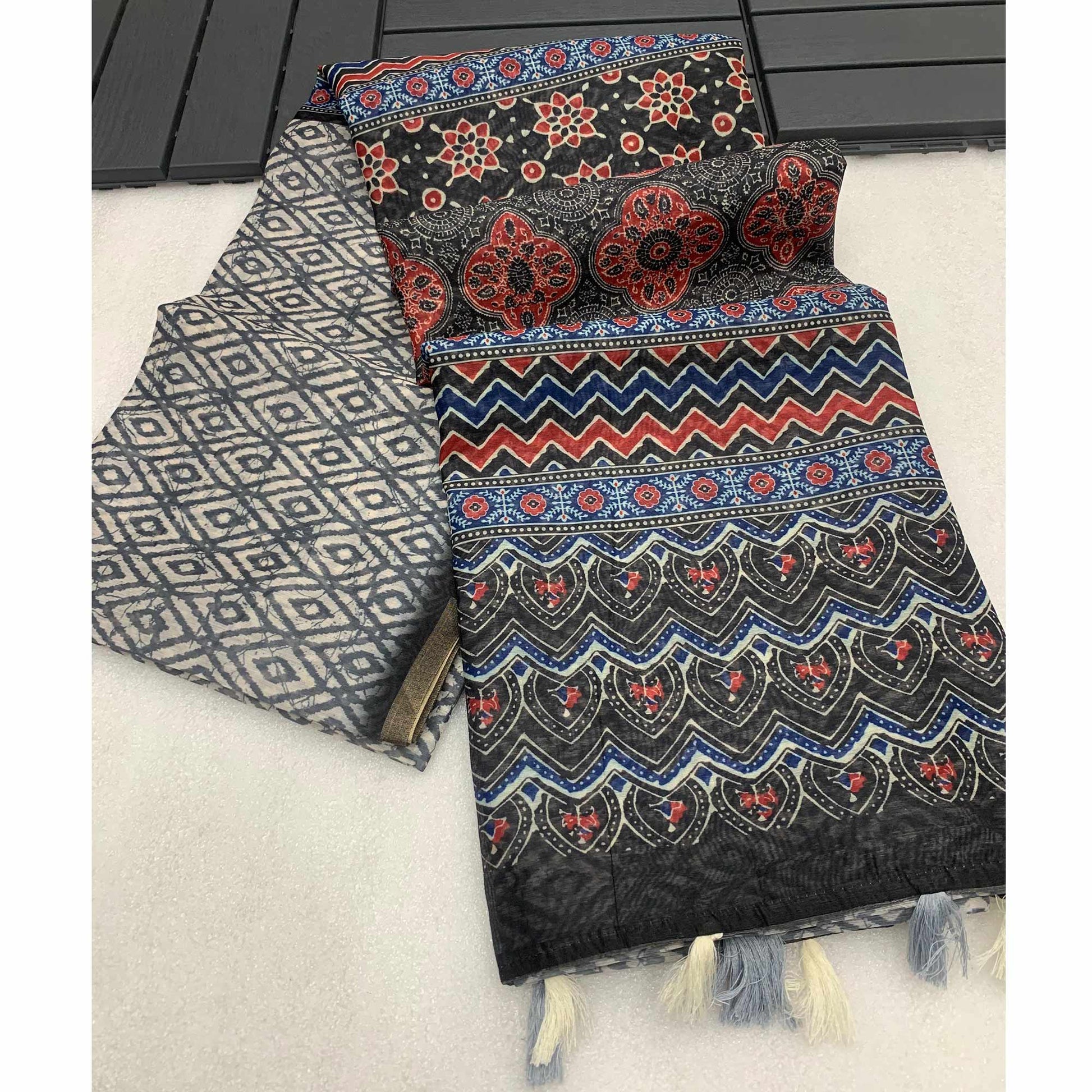 grey-ajrakh-printed-chanderi-saree-with-zari-border