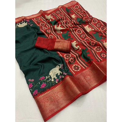 green-printed-dola-silk-saree