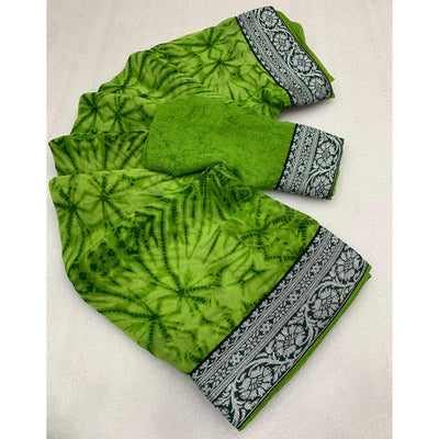 green-shibori-printed-georgette-saree-with-woven-border