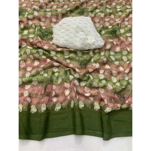 green-floral-foil-printed-georgette-saree-with-tassels-5