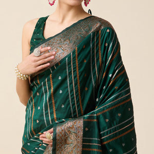 green-floral-woven-pure-silk-saree