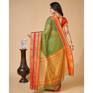 Mehendi Green Woven Kota Doria Saree