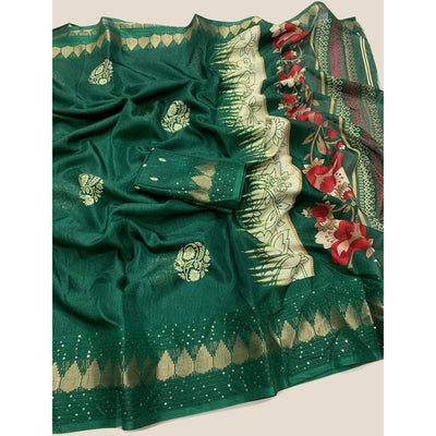 green-floral-printed-dola-silk-saree-with-sequins-border