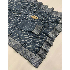 grey-leheriya-printed-georgette-saree-with-woven-border