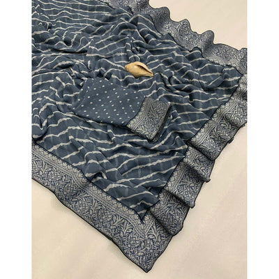 grey-leheriya-printed-georgette-saree-with-woven-border