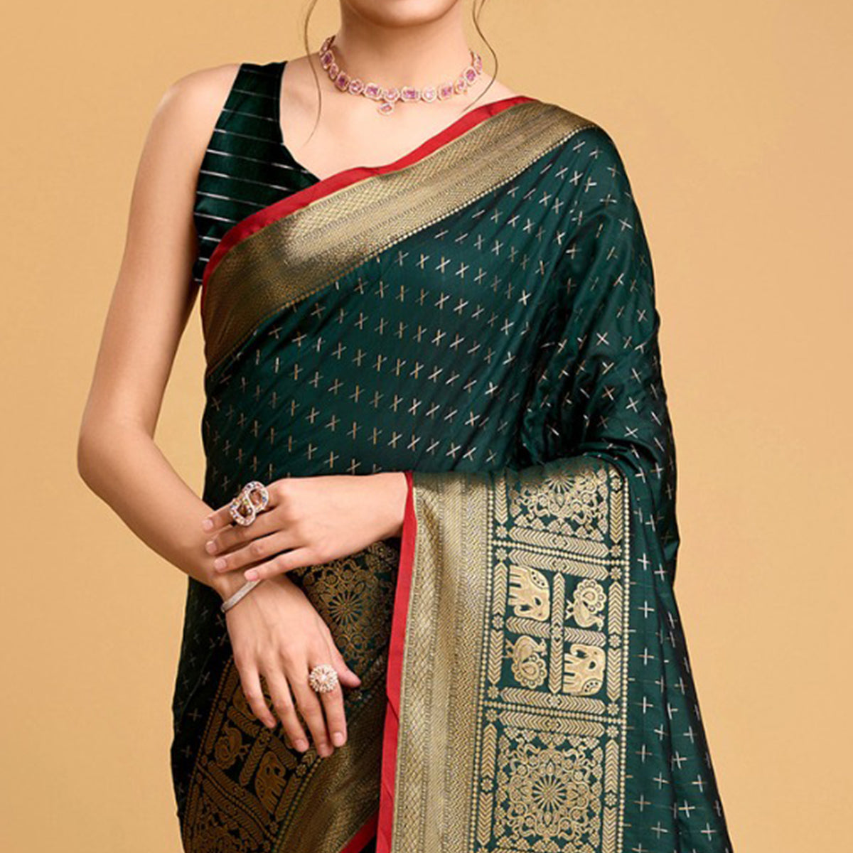 green-woven-pure-silk-saree-with-tassels-3