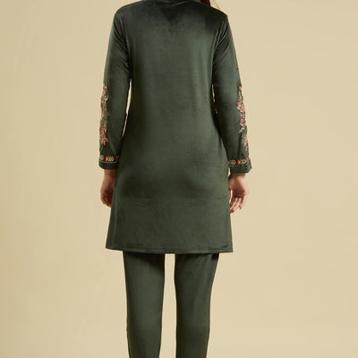 green-embroidered-velvet-straight-top-bottom-set