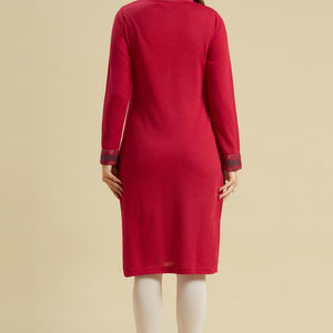 Dark Pink Woolen Straight Kurti